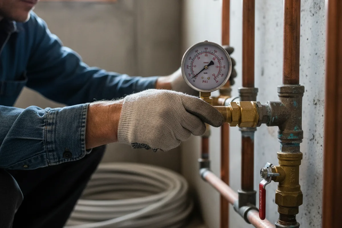 Pressure testing a repaired line during Water Line Repair in Valhalla